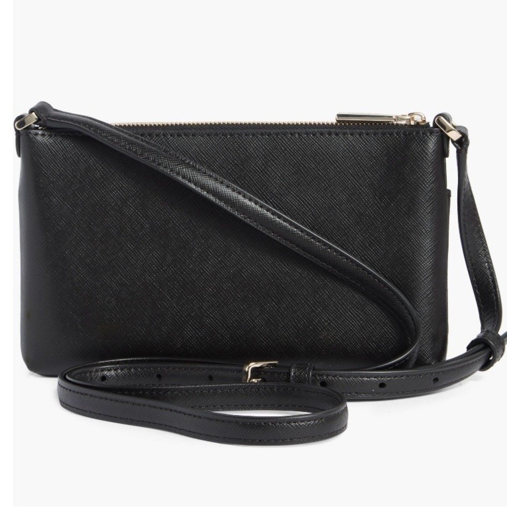 Kate Spade Textured Leather Crossbody Bag with Removable Pouch, Black/Pink, NWT - Picture 8 of 15